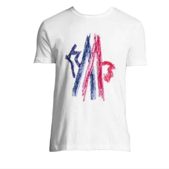 MONCLER Embroidered Mountain Logo Crew Cotton Maglia T-Shirt Designer StreetWear - Picture 2 of 9